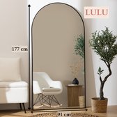 Miroir mural MISOU - Zwart - Grand miroir sur pied - Miroir de sol - Décoration murale - Salon - Décoration intérieure - Miroir mural - LULU