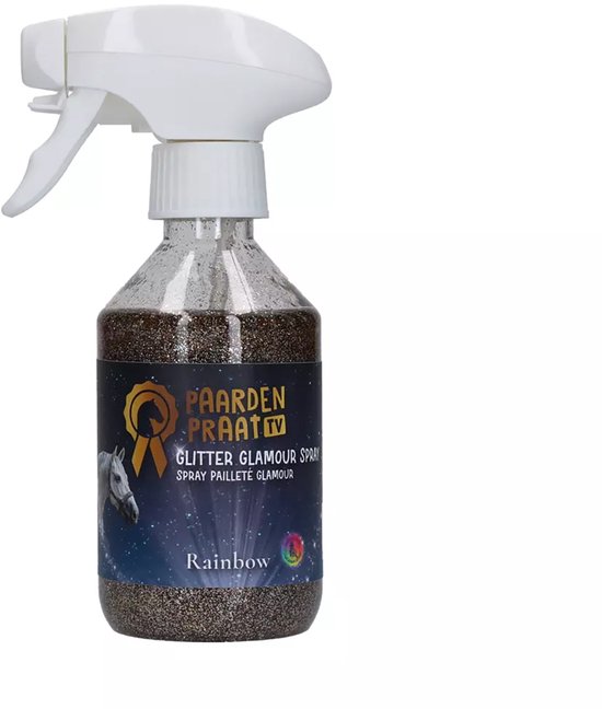 Paardenpraat TV Glitter Glamour Spray - 250 ML - Glitter Vachtspray voor Paarden – Rainbow