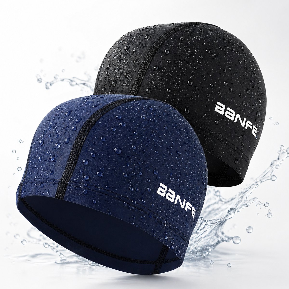Dutchers® Zwemcaps 2 Stuks – Sneldrogend Nylon – Hoge Elasticiteit – Comfortabele Zwemkap Volwassenen – Badmuts - Zwemmuts- Unisex – Zomer - Blauw & Zwart