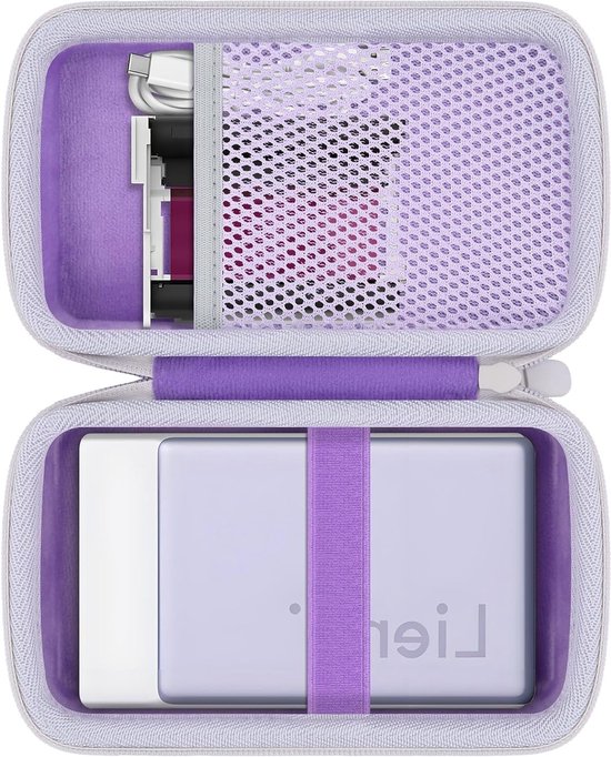 Harde opbergtas voor draagbare mini-fotoprinter, geschikt voor Liene Pearl N200 Pro, beschermt printer en cartridges, kleur paars