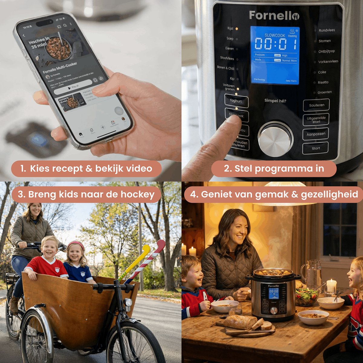 Fornello Slowcooker met timer - Inc. Uitlegvideo's - Bakpan PFAS vrij - Keramische bakpan – foto 5