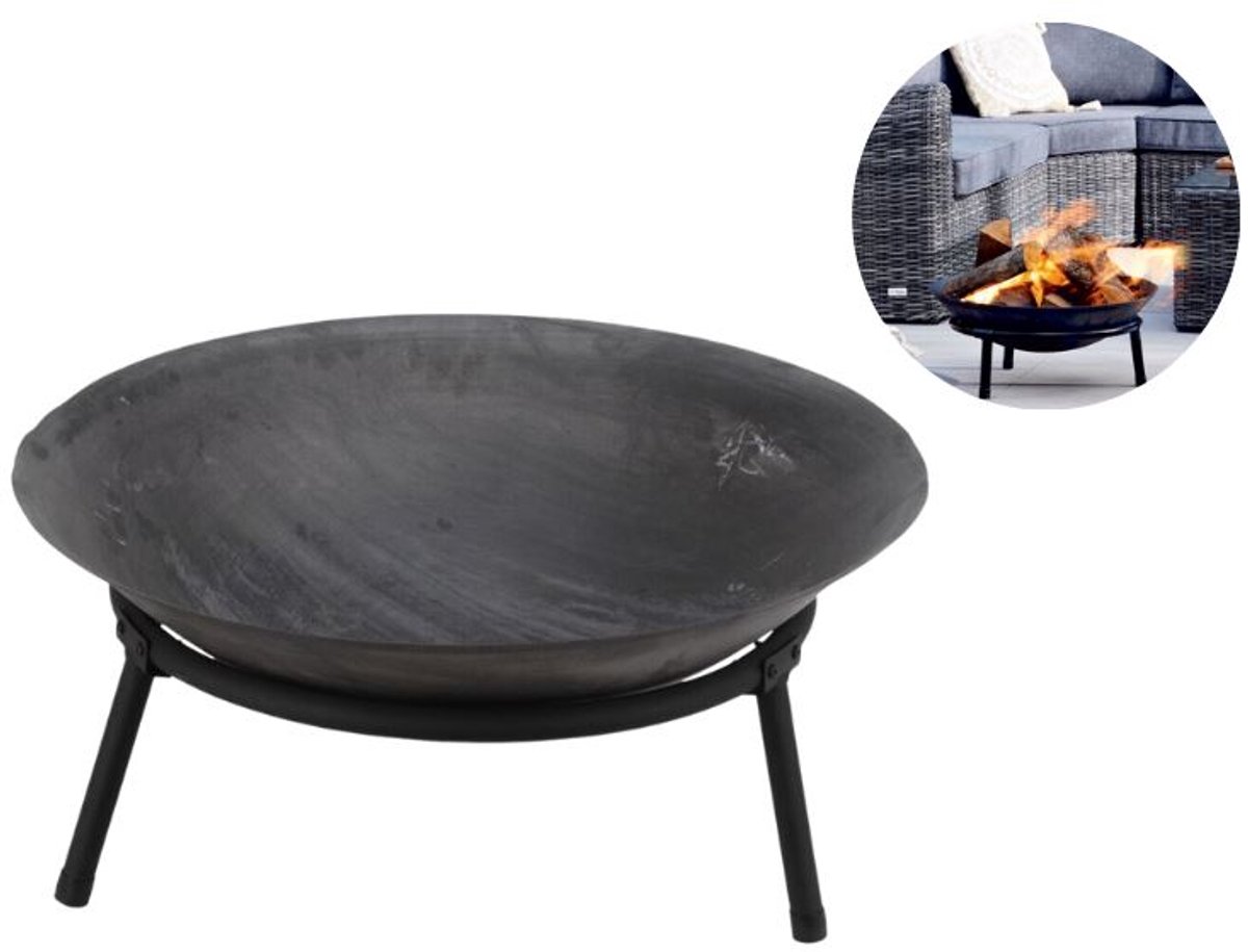 Bol.com Gietijzeren Vuurschaal -op Standaard - Ø 50cm - zwart aanbieding