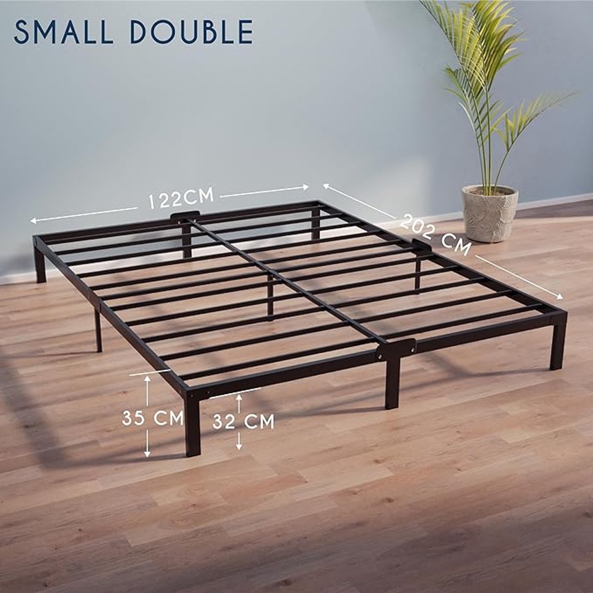 Bedframe 120x200 cm Metalen Bed met Lattenbodem en Opbergruimte – Stevig Stalen Slaapbed 35 cm Hoogte, Eenvoudige Montage, Ruimtebesparend Design