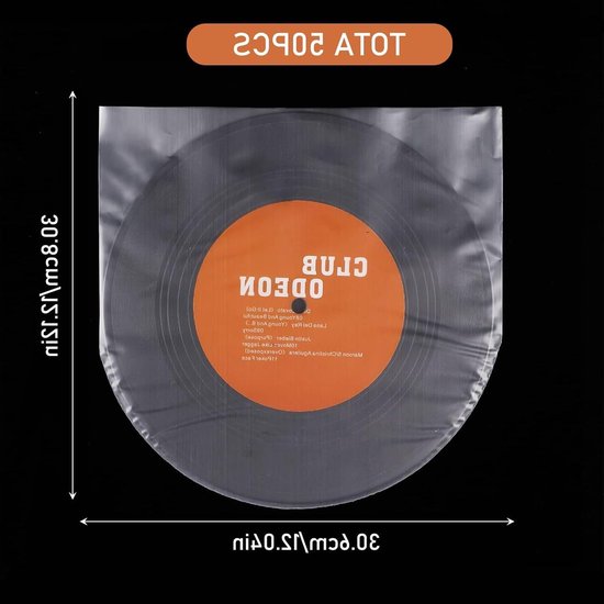 Semitransparante Antistatische Vinyl Binnenhoezen voor 12 Inch Grammofoonplaten - 50 Stuks Bescherming, Kwaliteit, Opberging — afbeelding 3