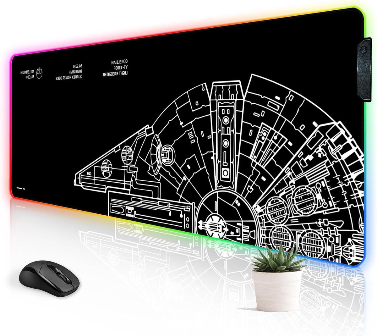 RGB Muismat - Bureaumat LED - Gaming Setup - Glad & Antislip Oppervlak - 76x30 cm - Zwart
