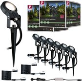 Set Plug & Shine LED-tuinspots Sting Set van 6 IP67 rond 52 mm 3000K 6x6,4W 6x270lm 230/24V Antraciet Aluminium
