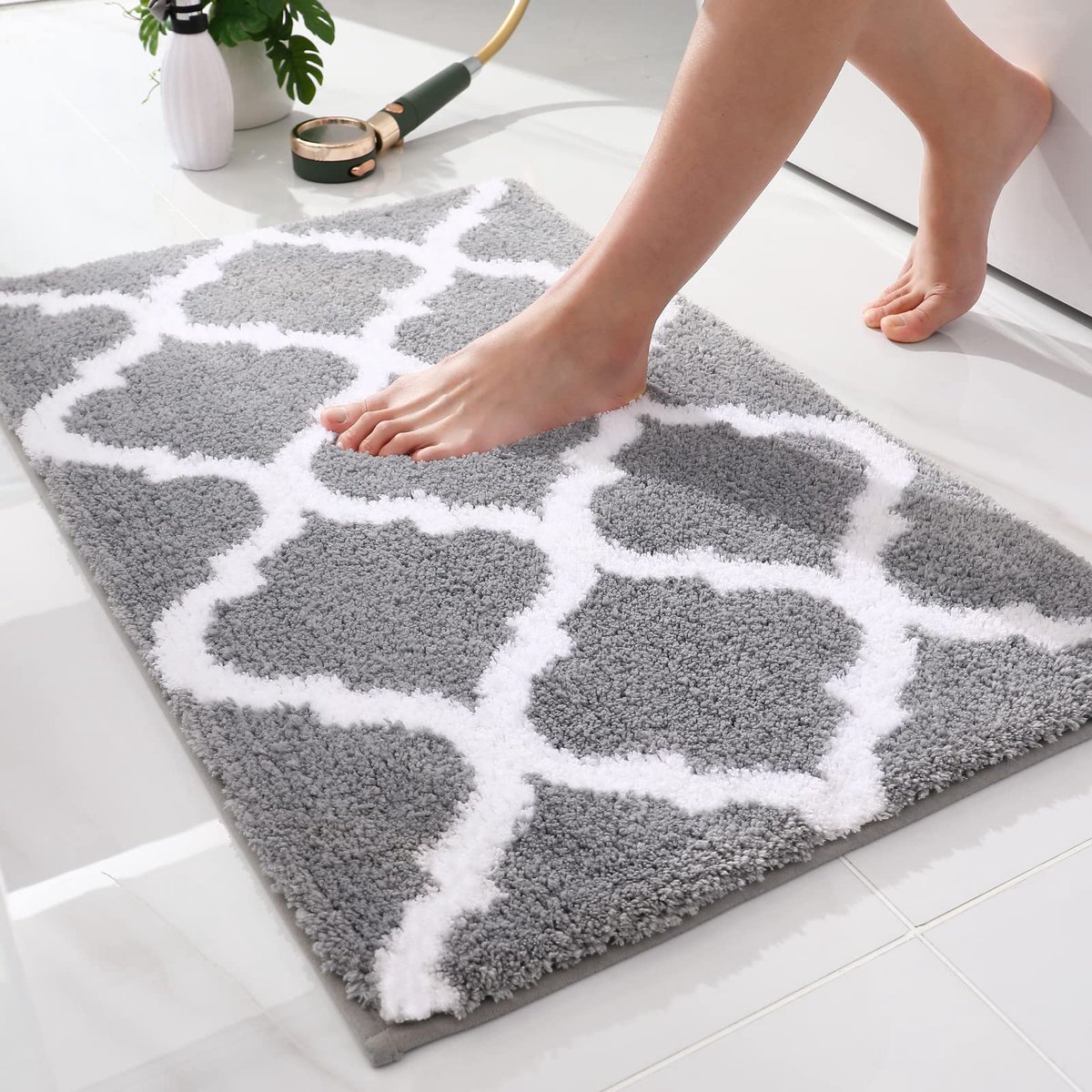 Olanly Badkamermat - Zacht En Absorberend Microvezel Badmat - Antislip luizige Douchemat - Wasbaar En Drogerbestendig Badkamerkleed - 51x76cm - Grijs