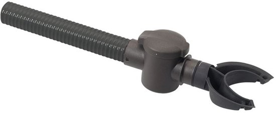 Raccord de descente de gouttière gris avec tuyau flexible et fixation à pince.