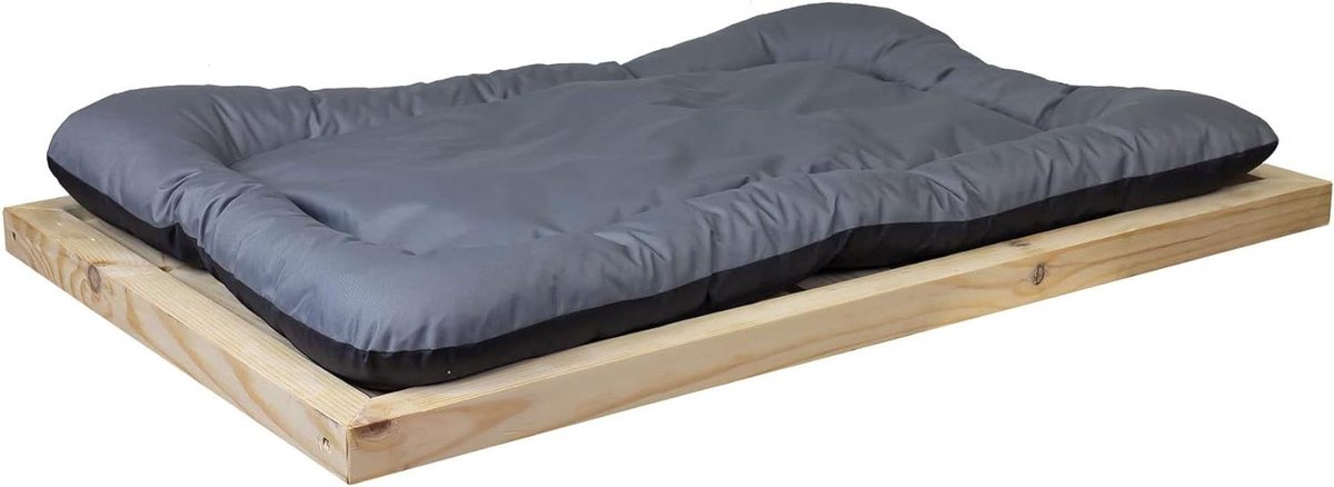Hondenbed Hout - Hondenmand Dierenbed - Rustige Slaapplaats - Rustiek Design - 110x79x45 cm - Natuurlijk
