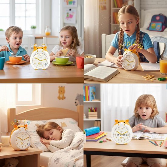 Kinderwekker Dierdesign - Slaapkamerklok Tafelklok - Ochtendroutine - Interactieve Stemherinneringen - 195 x 152 x 115 cm - Geel — afbeelding 4