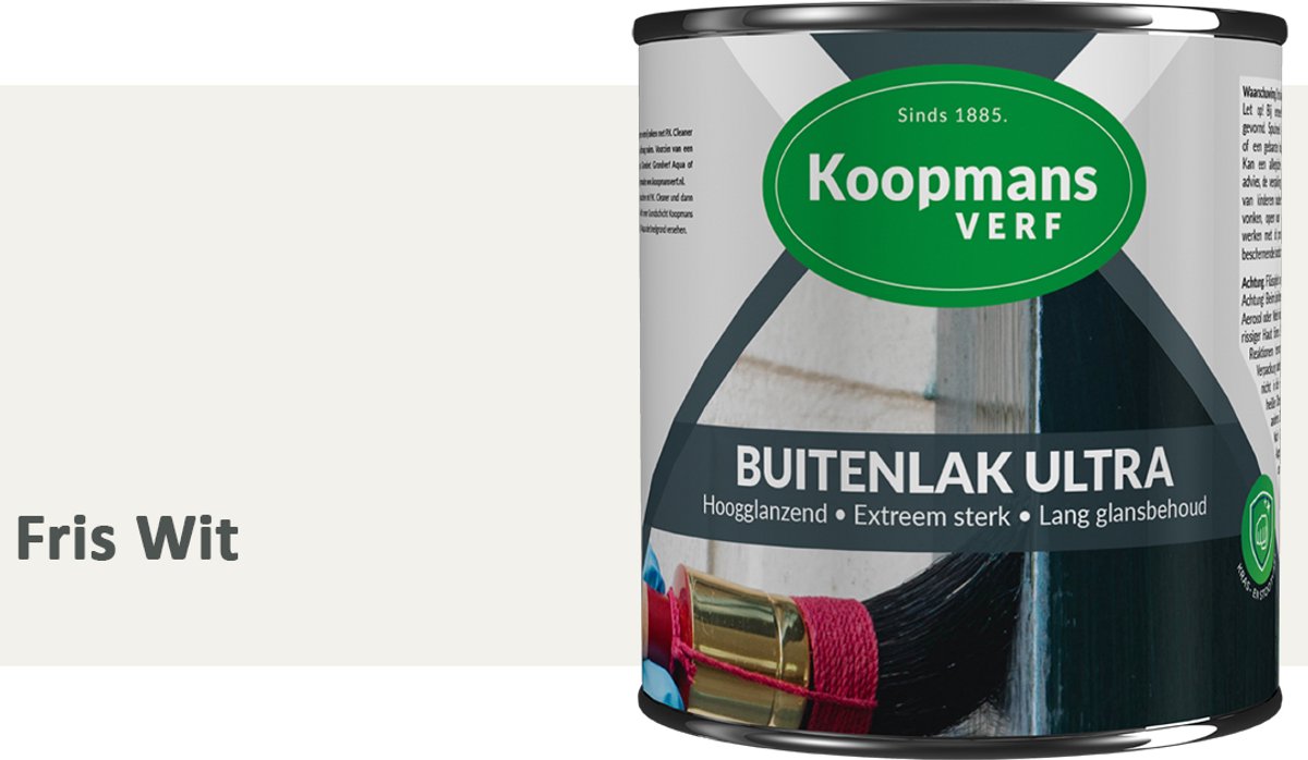 Koopmans Buitenlak Ultra Hoogglans – UV Bestendige Buitenlak voor Hout – Kozijnen, Deuren & Gevel – Duurzame Professionele Lak – Fris Wit – 375 ml