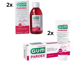 GUM Paroex 0.12% Chloorhexidine Voordeelpakket - 2x Mondspoeling + 2x Tandpasta - 2 stuks