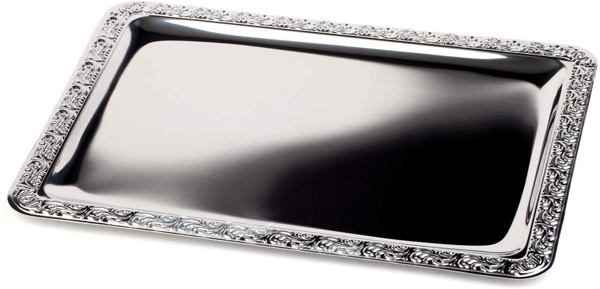 Serveerschaal rvs "sch\xf6ner essen", 63.5x44.5cm