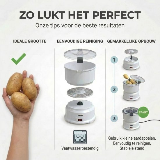 Melissa Elektrische Aardappelschiller - 85W - Aardappelschrapmachine met slacentrifuge - 16220008 - Wit van Melissa — afbeelding 3