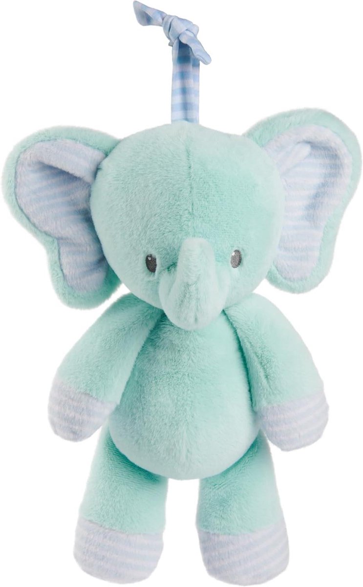 Muzikale Pluche Olifant - Zintuiglijk Speelgoed - Baby Kalmeren - Pull-down Melodie - 30 cm - Blauw
