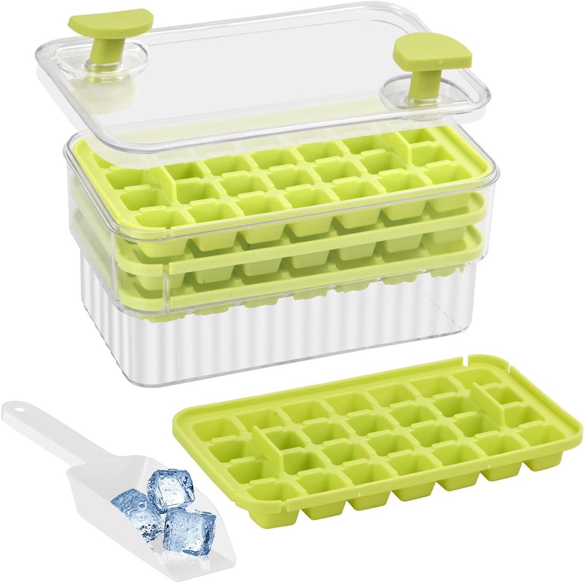 IJsblokjesvorm - Mini ijsblokjes - Drankjes Koelen - Met Deksel - 21 cm - Groen
