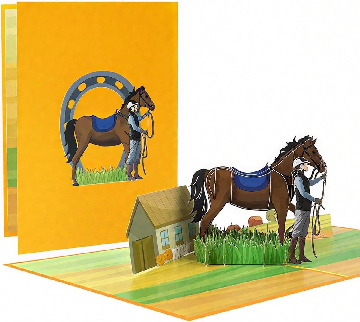 Verjaardagskaart Paard - Pop-up kaart Wenskaart - Cadeau geven - Bijzonder 3D-ontwerp - 20 x 15 cm - Multicolor