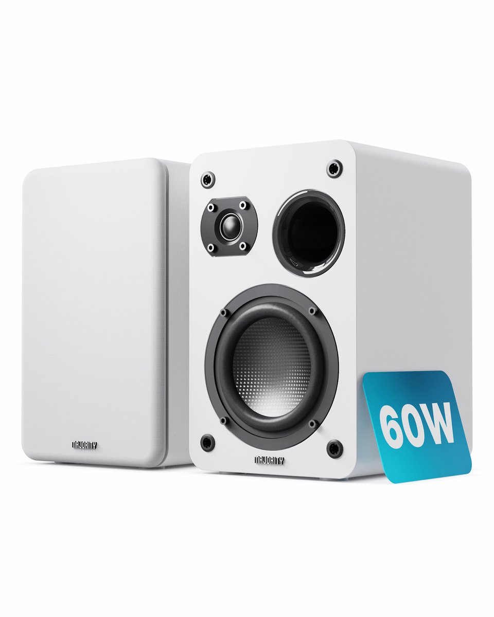 Majority D70X Passive Bookshelf Speakers - Stereo - 60 W RMS - Ingebouwde Woofer - Wit