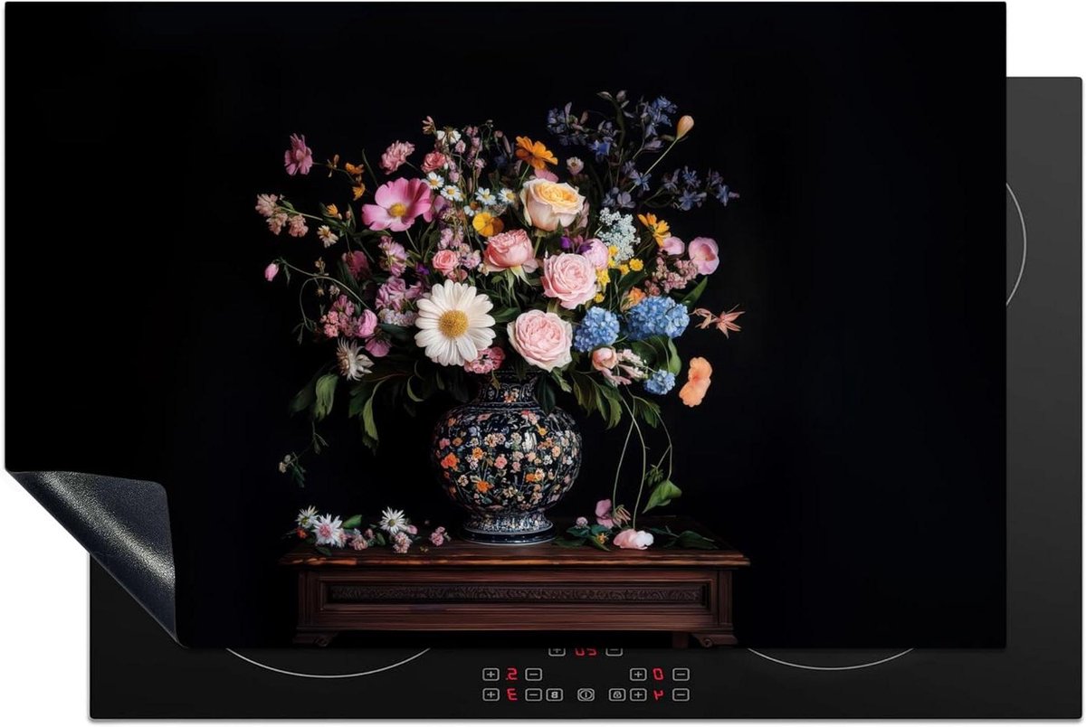 Inductie Beschermer - Kookplaat Mat - Keuken Werkruimte - Unieke Foto Print - 80x52 cm - Bloemen