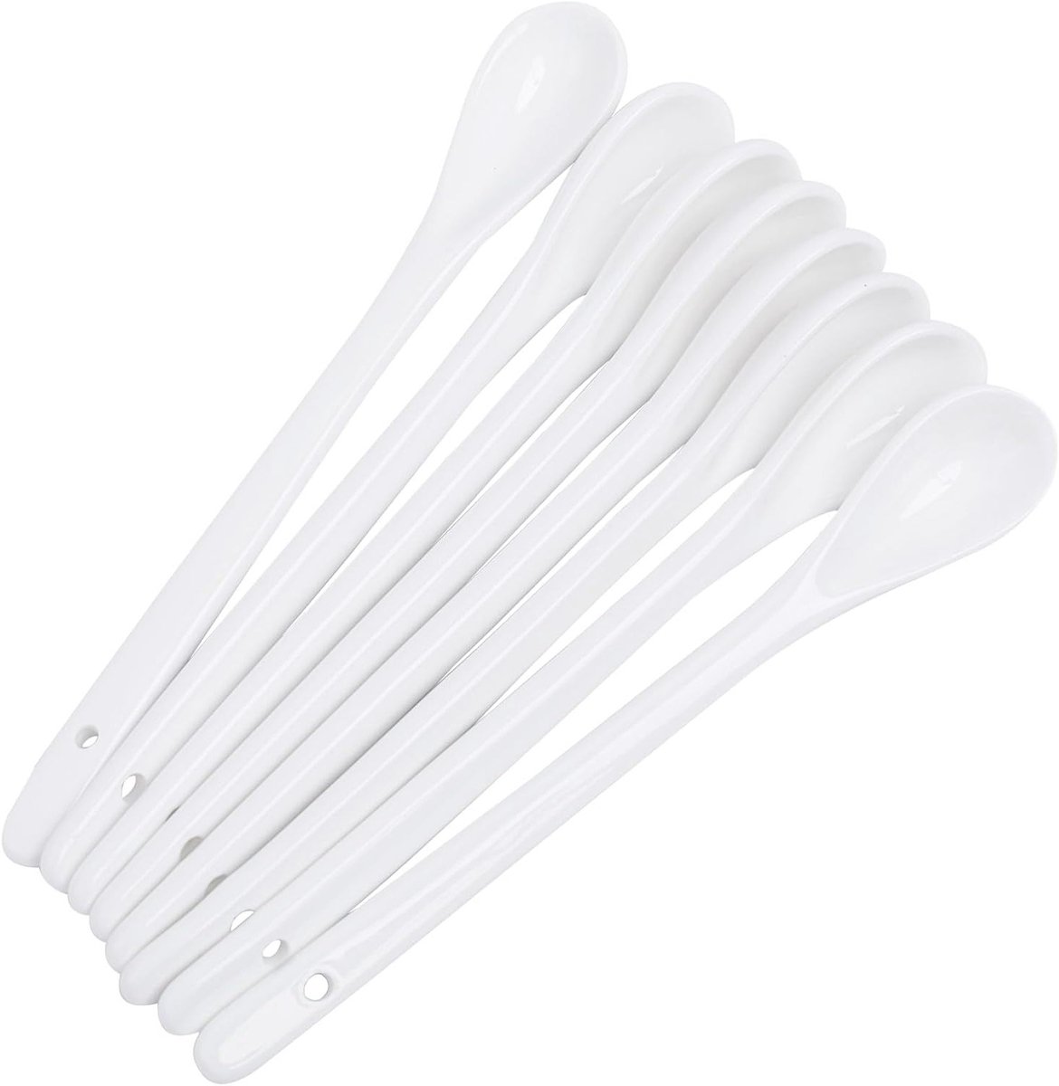 Set van 8 Keramische Lepels met Lange Handgreep, Gladde Glazuur, Warmtebestendig en Vaatwasserbestendig voor Koffie, Thee en Desserts