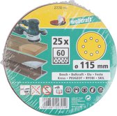 Verpakking wolfcraft schuurpapier korrel 60, 115 mm, 25 stuks.