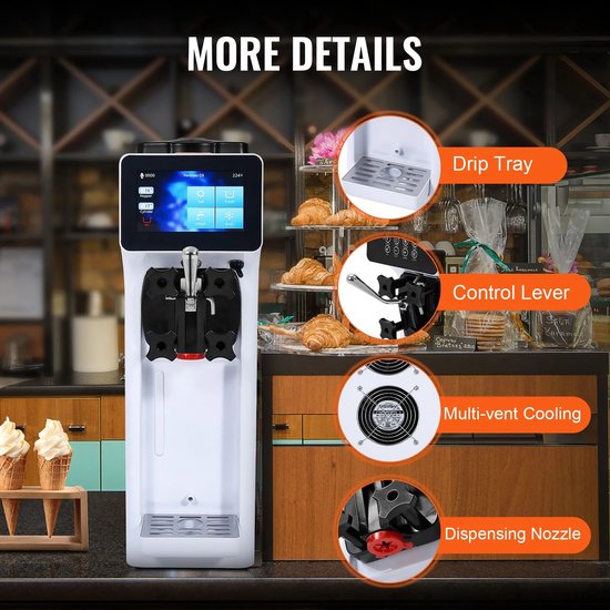 Seth Select Ijsmachine - Aanrecht Model - Softijsmachine 1 Smaak - Touchscreen - Zelfreinigend & Pre-koeling van Merkloos — afbeelding 4