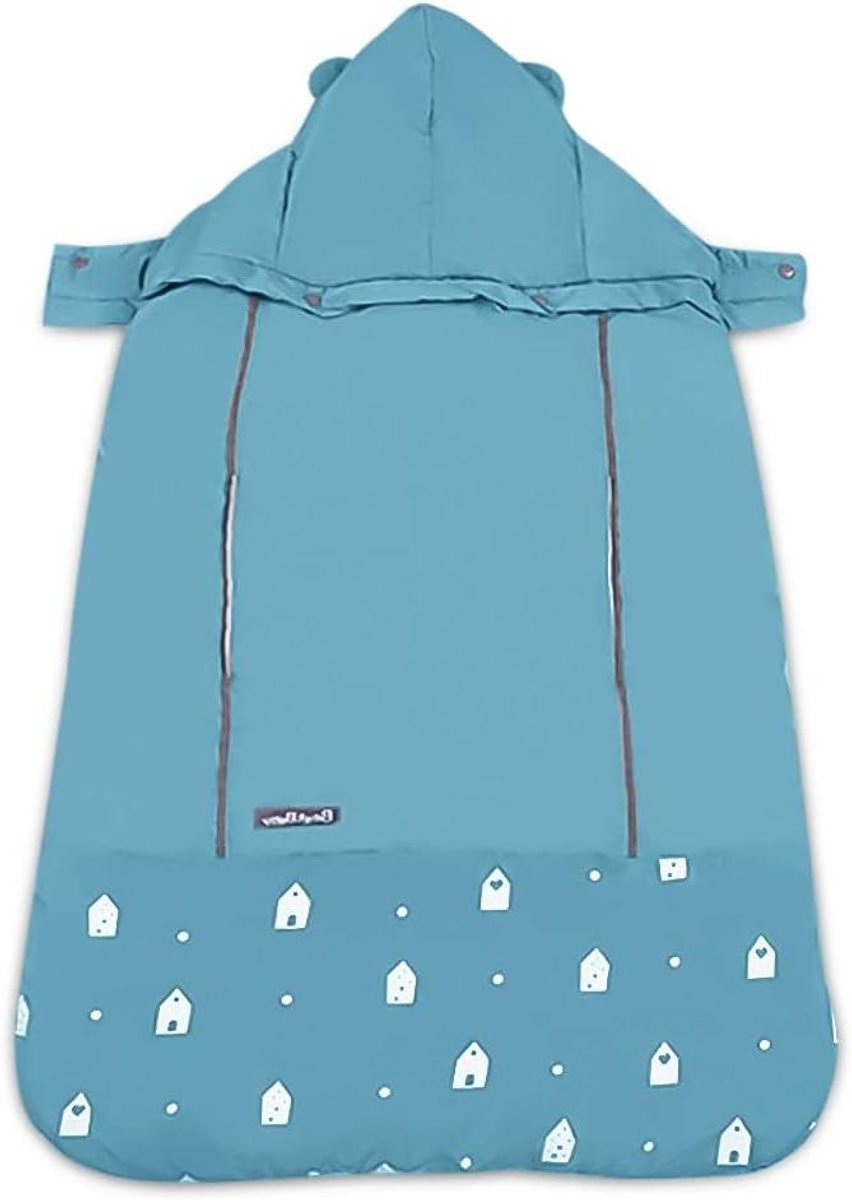 Universele Draaghoes - Baby Mantel - Warm Blijven - Afneembare Capuchon - 89 x 72 cm - Blauw