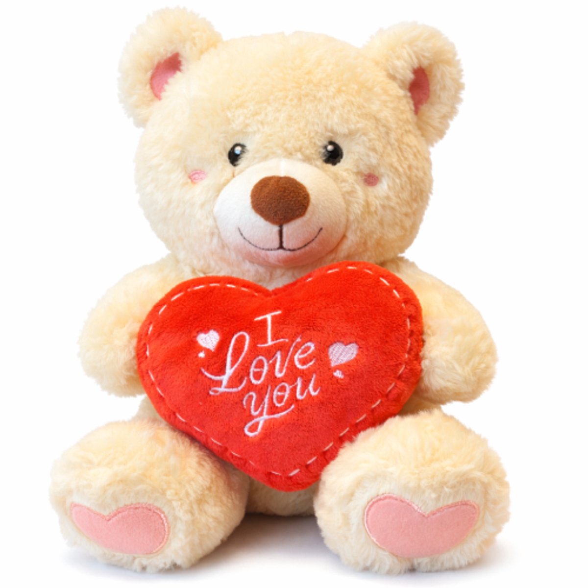 Topknuffels® Teddybeer Puck met Rood Hart Pluche Knuffel 27 cm - Liefdes Love Knuffels - Valentijnsdag Moederdag - Dieren Speelgoed Knuffel - Ik Hou van Jou Cadeau Vrouw