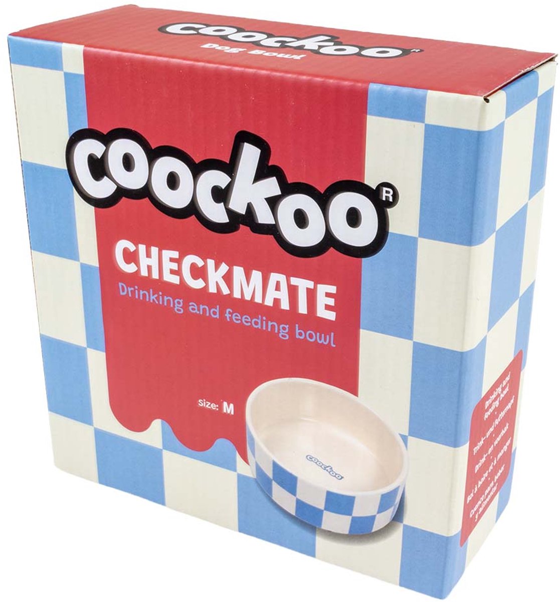 Coockoo Eetkom Checkmate! Blauw/wit S-430ml