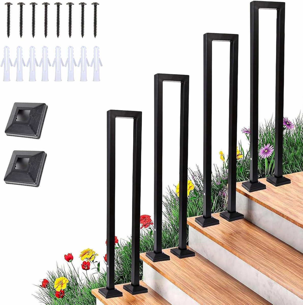 Trapleuning U-vorm - Metalen handgreep - Veilig traplopen - Antislip design - 110 cm - Zwart