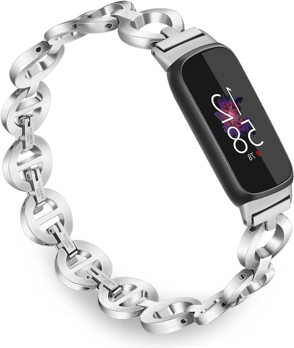 Metalen Horlogeband - Dames Armband - Smartwatch Versieren - Roestvrij Staal - Verstelbaar - Zilverkleurig