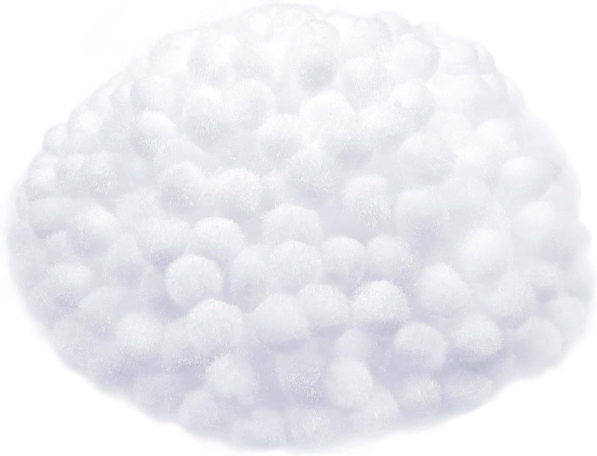 300 Stuks 2cm Fluffy Witte Pompoms voor DIY Knutselprojecten en Decoraties