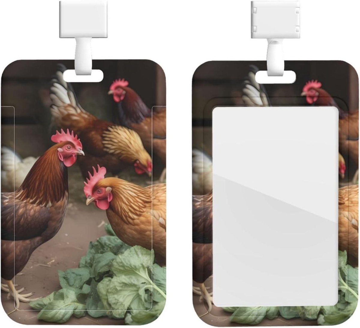 ID-kaarthouder - Beschermhoesje - Werkidentificatie Tonen - Verstelbaar Schuifontwerp - 4x2.5 Inch - Boerderij Kippen