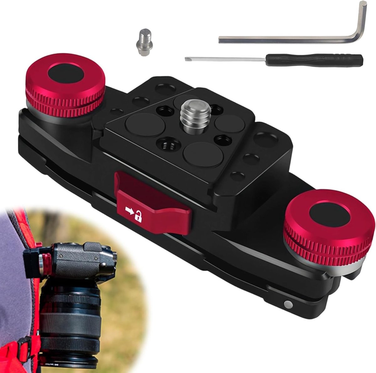Camera clip met snelle release, ideale houder voor fotocamera's en accessoires