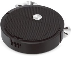 THEROB Smart robot stofzuiger met borstels en Veegdoek. 3 in 1.Zuigen, vegen en dweilen ZWART