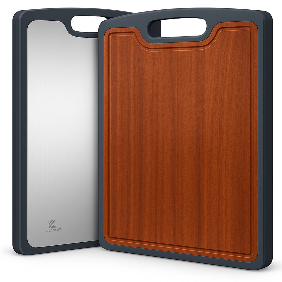 KAAMUT® Titanium Snijplank – Dubbelzijdig – Titanium & Massief Hardhout – Hygiënisch & Microplasticvrij – Duurzaam & Mesvriendelijk