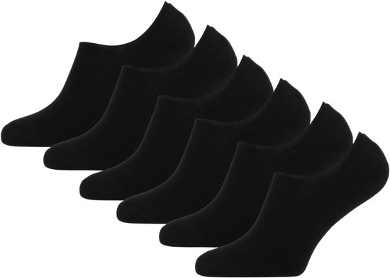 Chaussettes basses - Semelle éponge - Lot de 6 - Chaussettes basses antidérapantes - Taille 40/46 - Zwart
