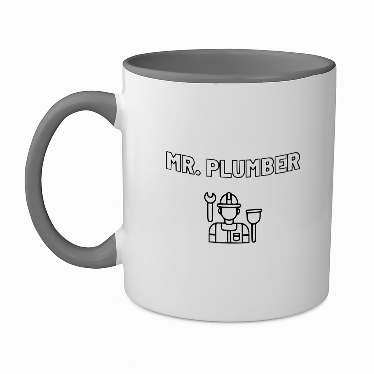 Hacebo® - Loodgieter MR. plumber koffiebeker grijs - Loodgieter - Familie vrienden collega - thee mok - koffie beker - Cadeau - koffiemok - 350 ML inhoud