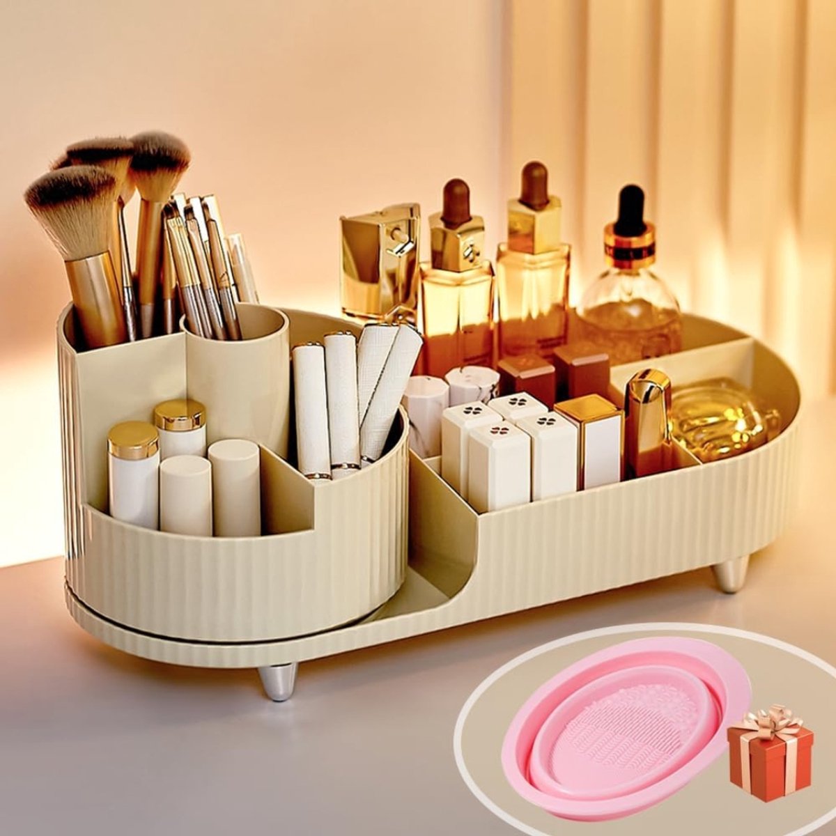 Make Up Organizer - Skincare Organizer - Organizer Make Up - Beige