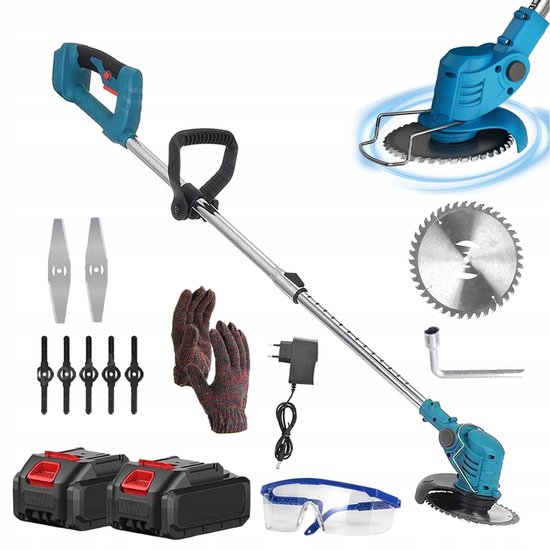Accu Grasmaaier - 21V Elektrische Grasmaaier - Draadloze Grasmaaier met 2x6000mAh - 3 Messen & Verstelbare Hoogte - 900W Motor - Voor Tuin & Gazon
