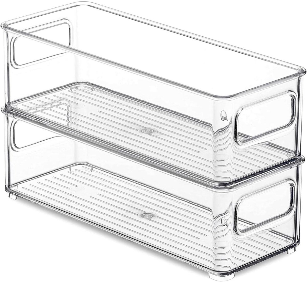 YOZHIQU Koelkast opslagdozen - 2 Stuks - Opslagdozensets - 25x10x7,6cm - Stapelbaar, Multifunctioneel - Geschikt voor Keuken, Koelkast en Voorraadkast - Kunststof - Handige Opslagoplossing met Greep