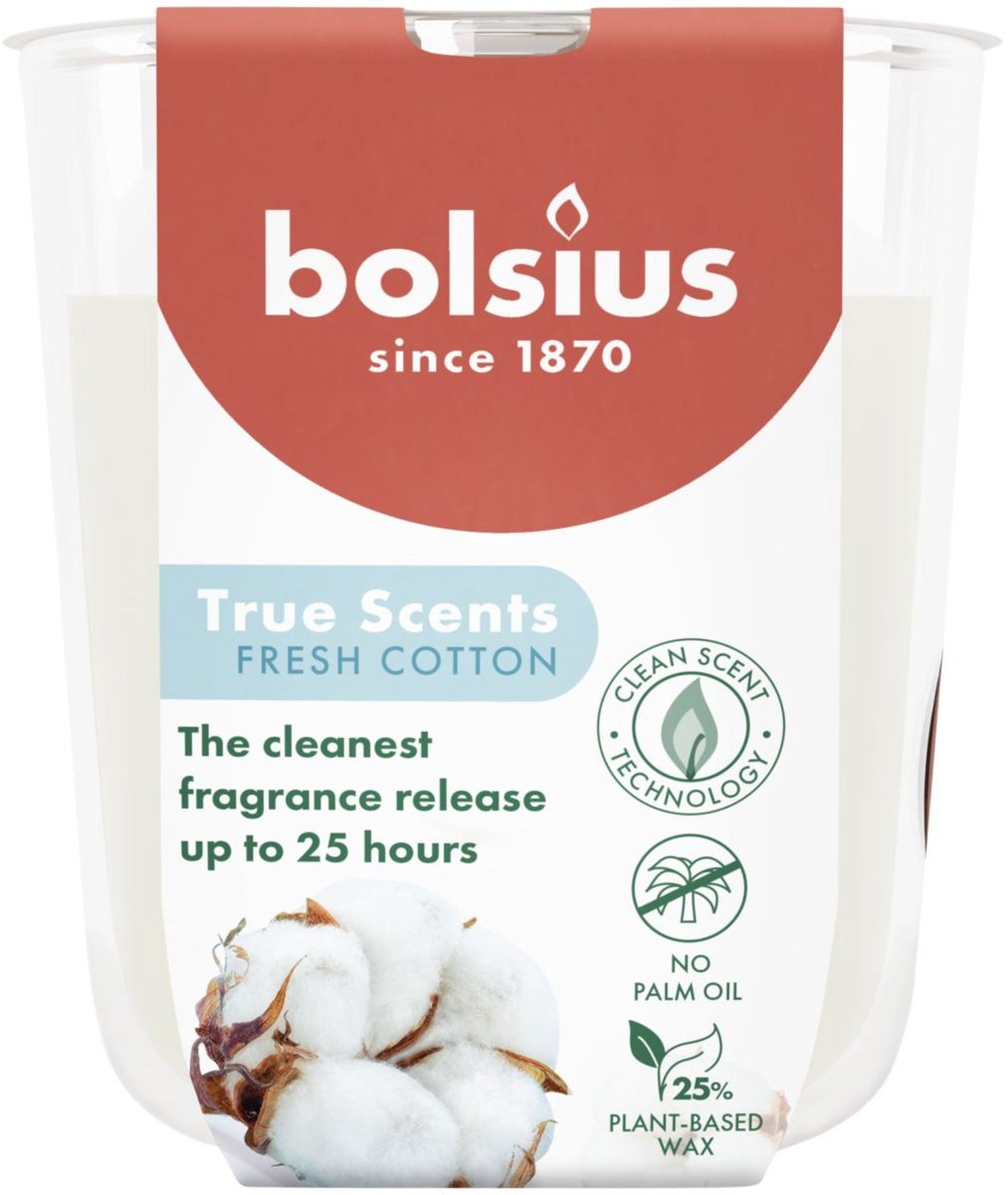 Bolsius True Scents - Geurglas - 80/73 - Fresh Cotton Lichtblauw