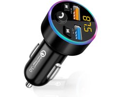 Auto FM Transmitter - Bluetooth Adapter - Muziek Streamen - Dual USB Snellader - 12V/24V - Zwart