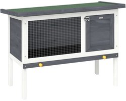 Konijnenhok - Voor buiten - Weerbestendig - Konijnenren - Kooi - Groot konijnen Hok - Grijs+Wit