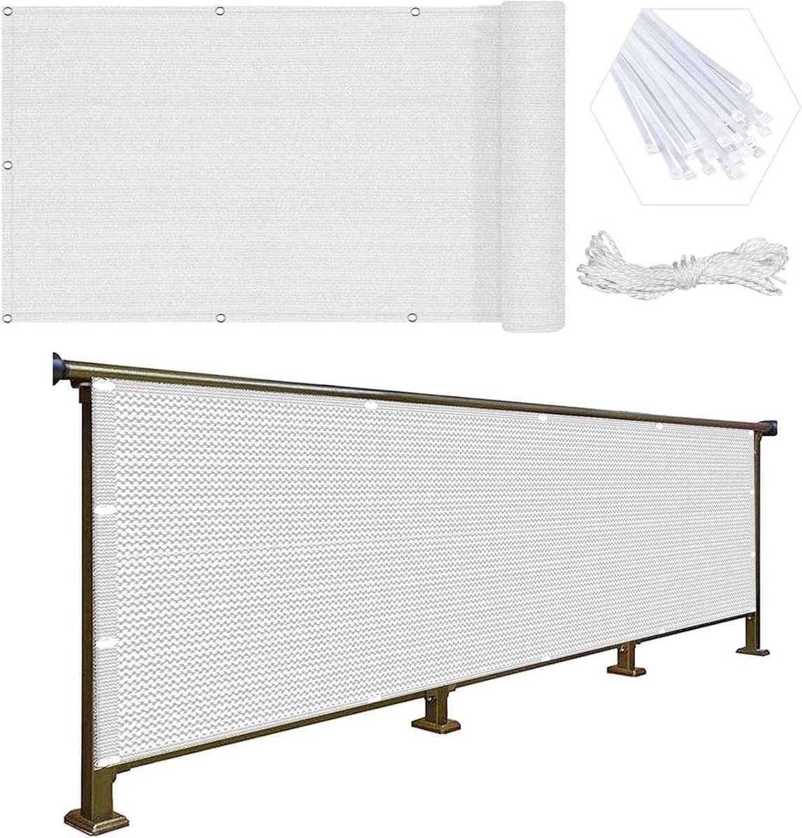 Balkon Privacy Scherm - Balkondoek Inkijkbescherming - Balkon Afschermen - Scheurvast Polyester - 75x550cm - Wit