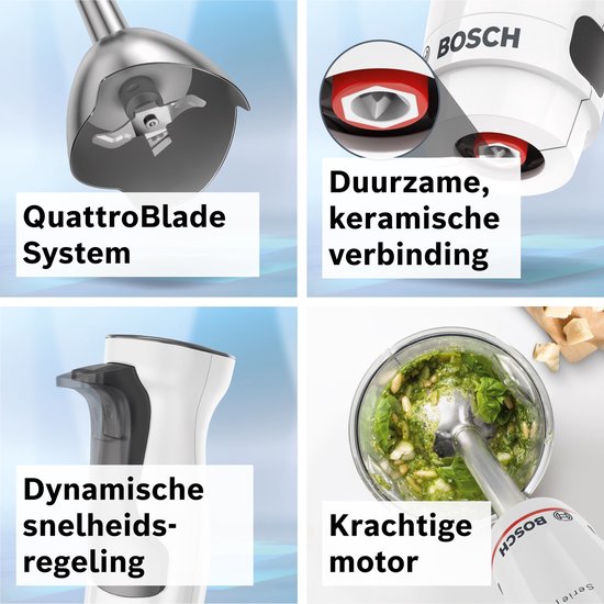 Bosch MSM4W220 ErgoMaster - Staafmixer - 600W - Inclusief Hakmolen - Wit/Donkergrijs van Bosch — afbeelding 3