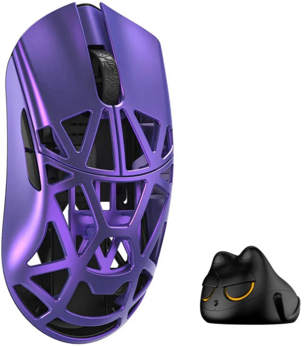 WLMouse Beast X Mini Pro Solid Sides Purple - Muis - Draadloos - 5 knoppen - 8000Hz - 30.000 DPI - PAW 3950HS - Omron optical switches - Paars