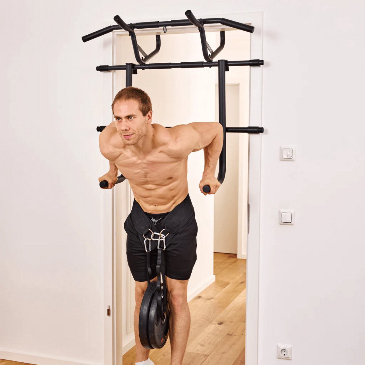 Pullup & Dip Deuropening Optrek- en Dipstang Bundel - Calisthenics - Roestvrij Staal - 110 kg - Verstelbaar thumbnail 5