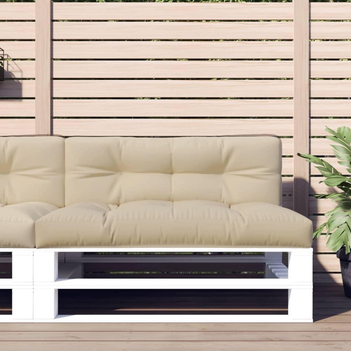Palletkussen - Bankkussen Tuinmeubel - Terras Comfort - Waterbestendige Stof - 120 x 40 x 12 cm - Beige
