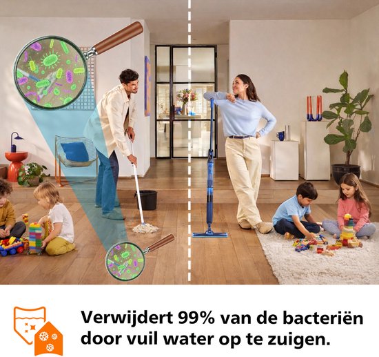 Philips OneUp Elektrische Dweil 5000 series XV5113/01 - Dweilsysteem - Vloerreiniger - Vuil water opzuigen - 2 standen - 70min dweilen - Geen emmer nodig